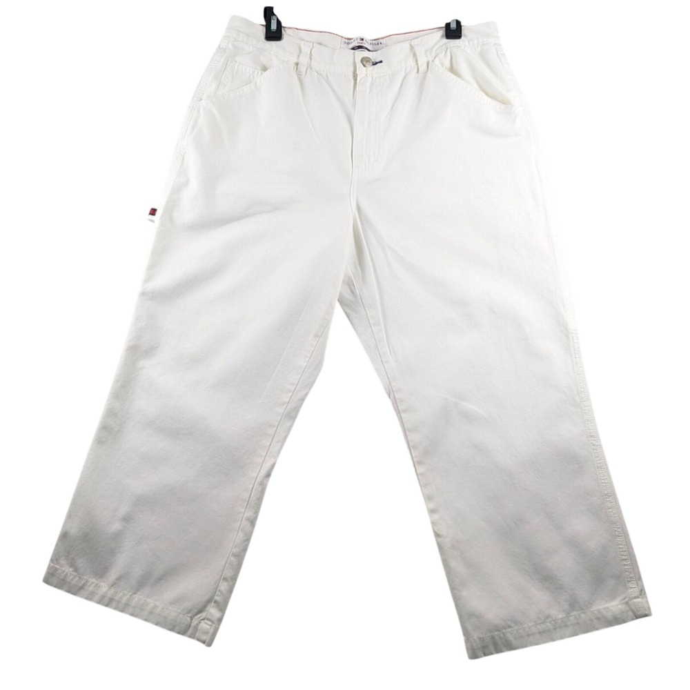 Vintage Tommy Hilfiger Womens 14 Carpenter Cropped Painter Pants Capris‎ White